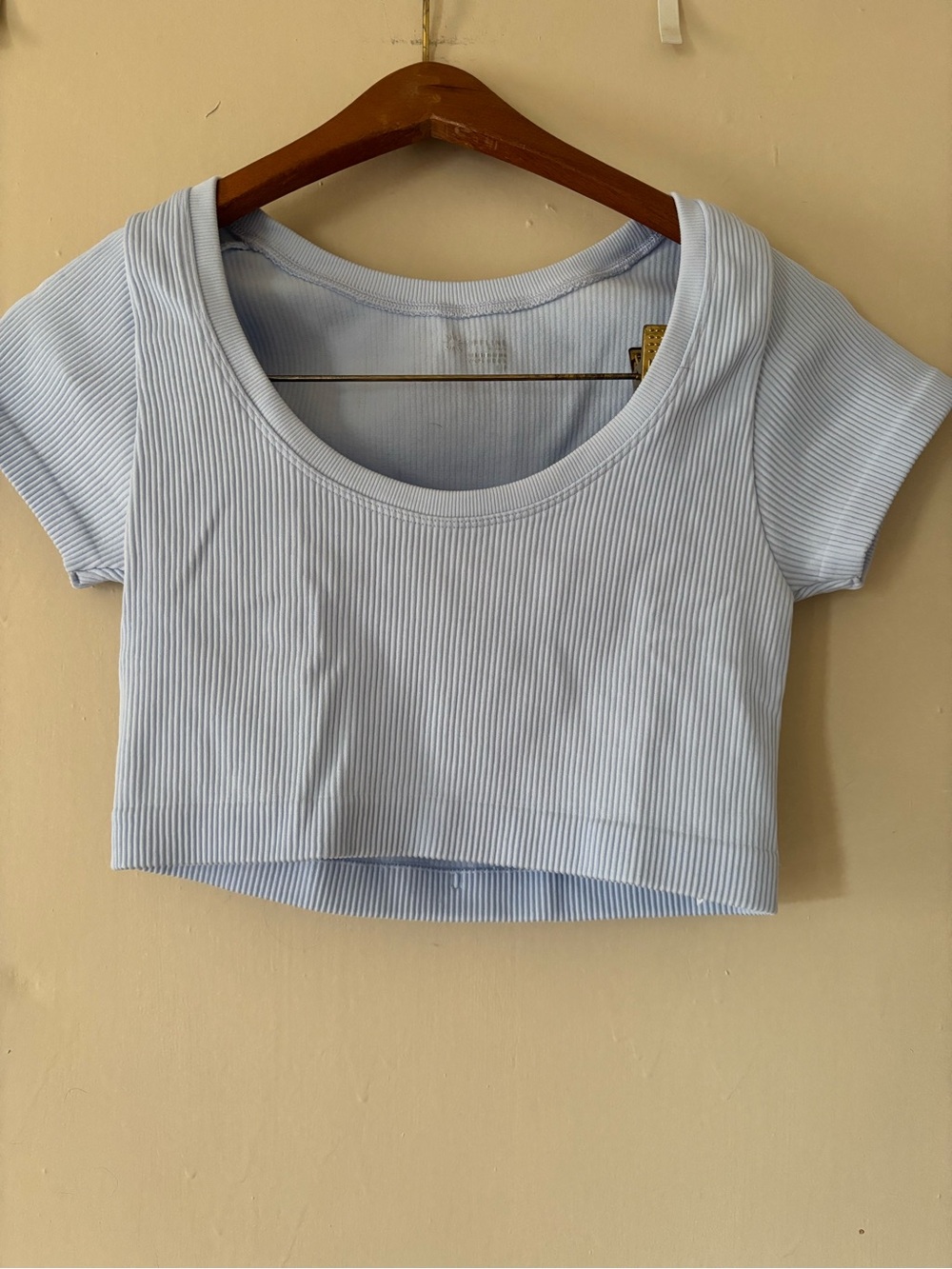 aerie Light Blue Ribbed Scoop Crop Top